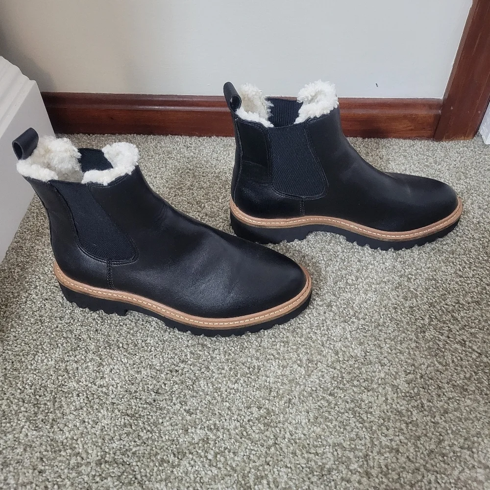 J.Crew Sherpa-lined Black Chelsea boots. NEW worn once - Picture 6 of 14